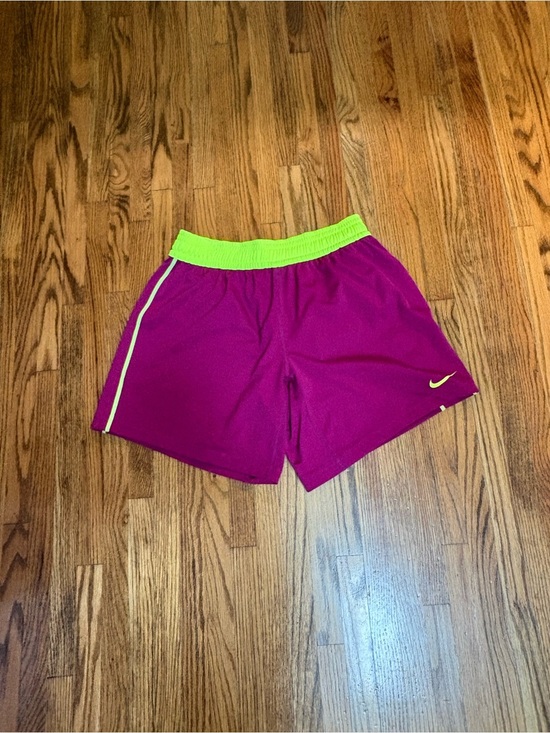 Nike Pants - Nike Dri-FIT Plum Running Shorts with Neon Yellow Waistband